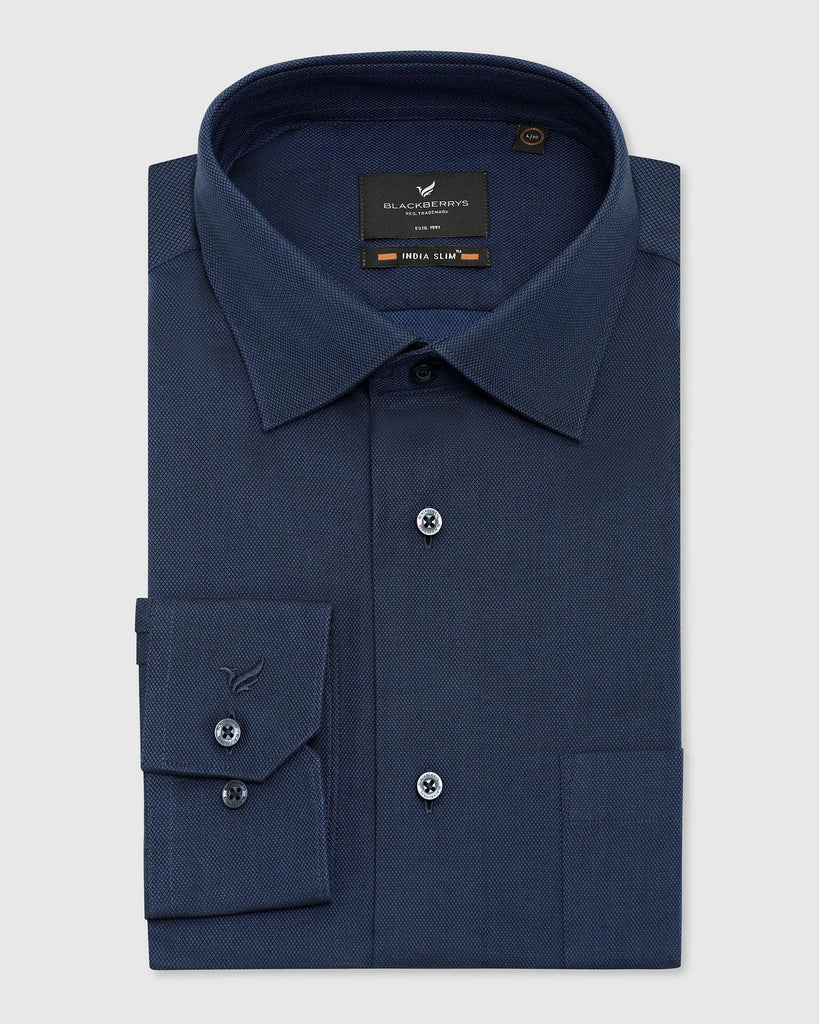 Formal Blue Textured Shirt - Setal