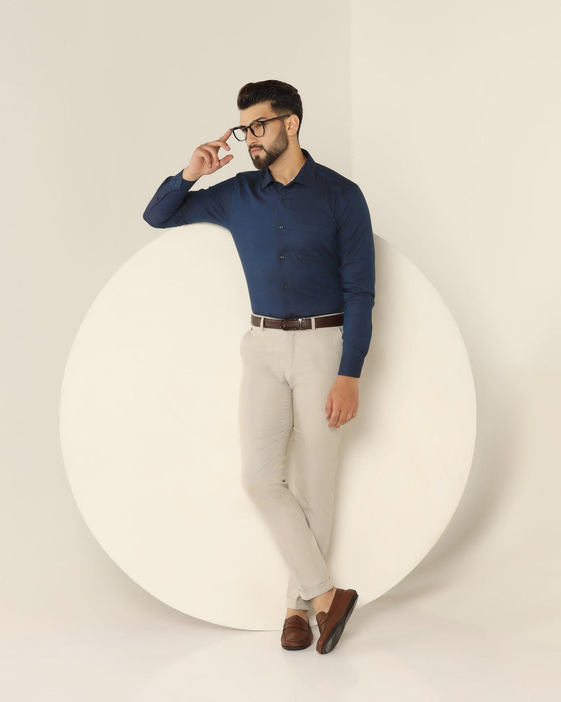 Formal Blue Textured Shirt - Setal