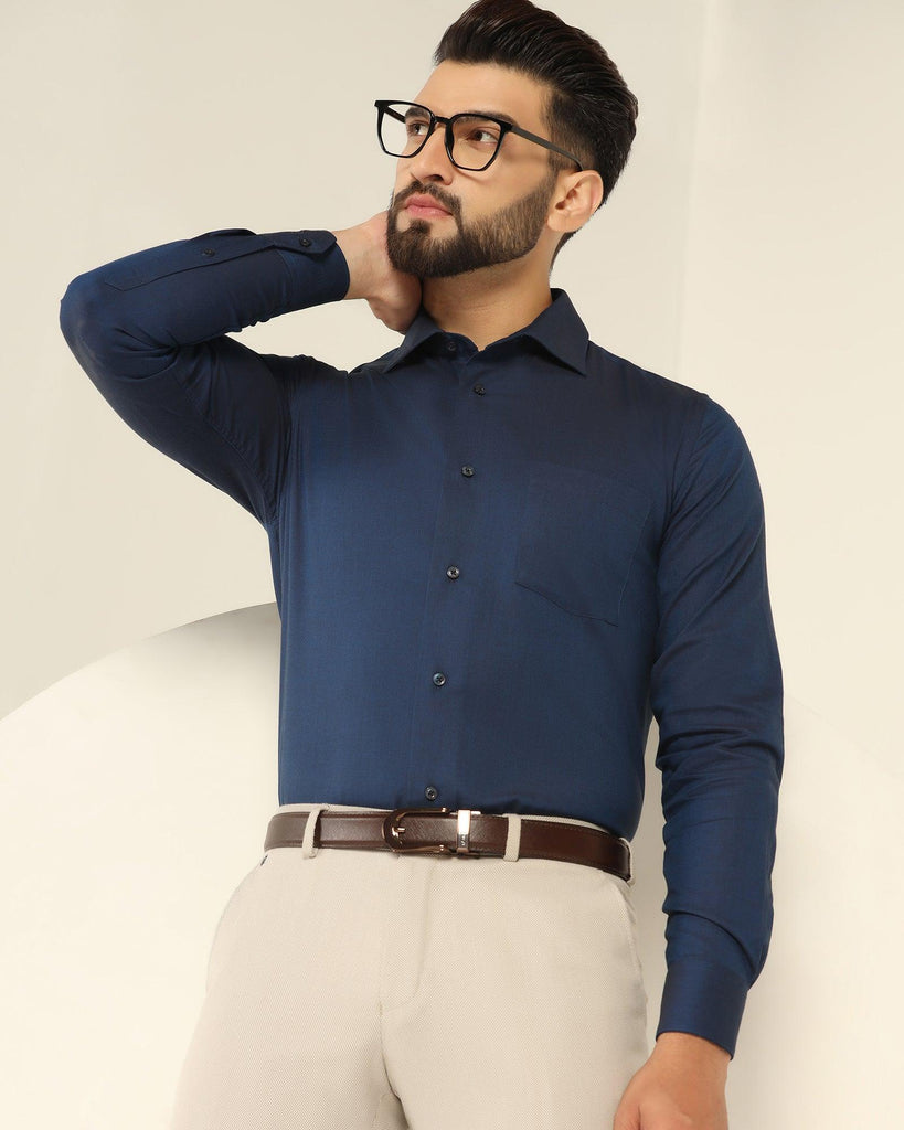 Formal Blue Textured Shirt - Setal