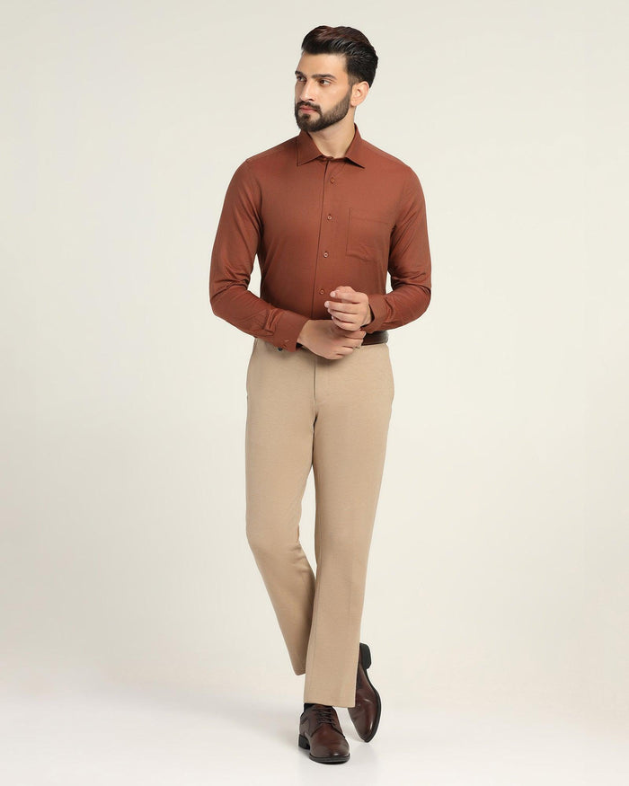 Formal Brown Textured Shirt - Dollar