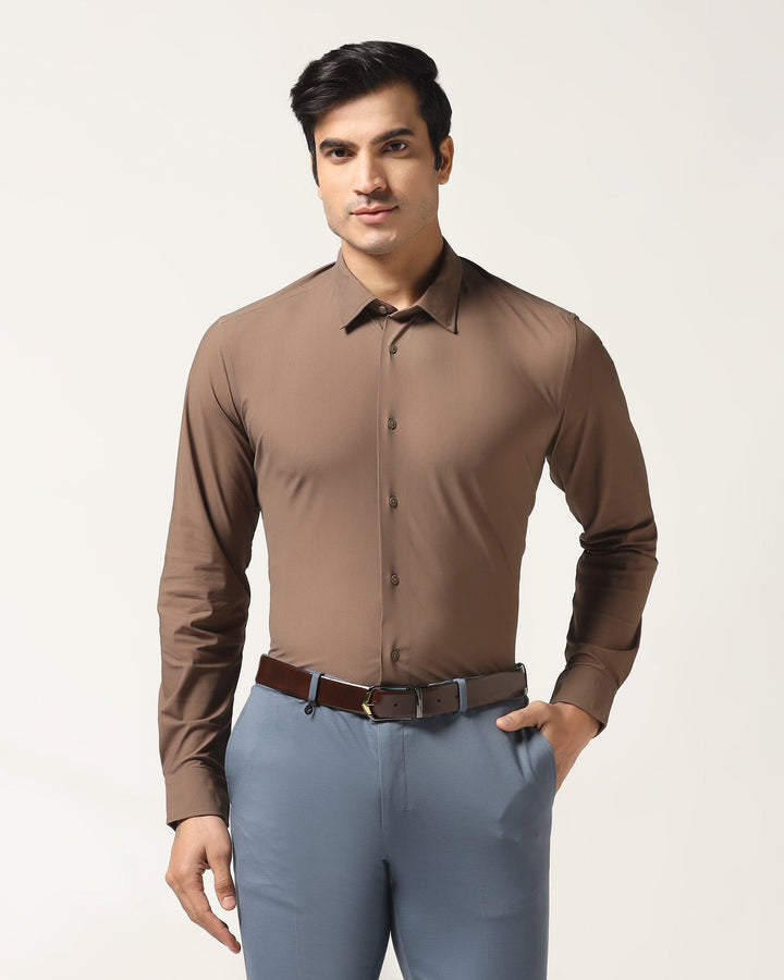 TechPro Formal Brown Textured Shirt - Mello