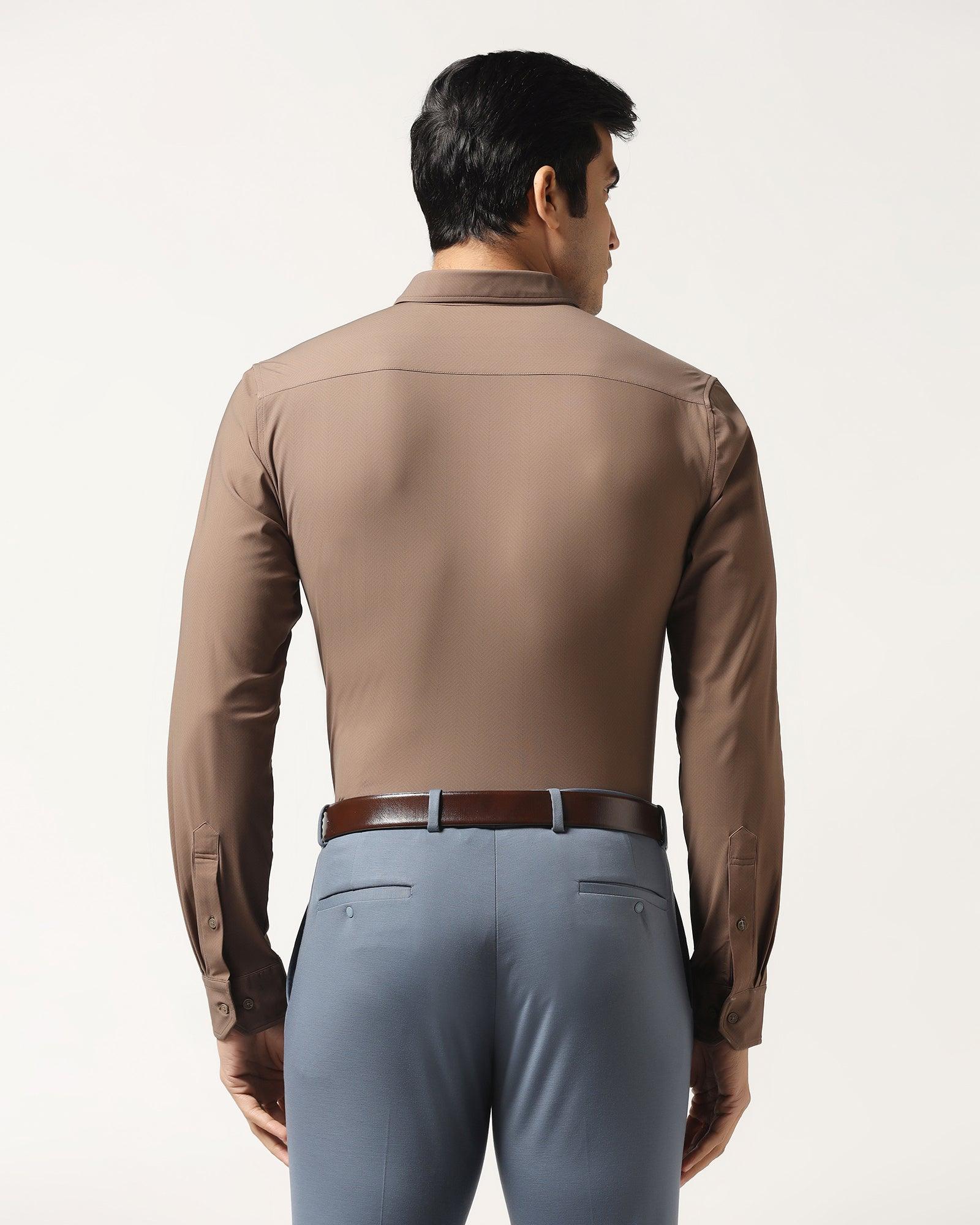 TechPro Formal Brown Textured Shirt - Mello - Blackberrys