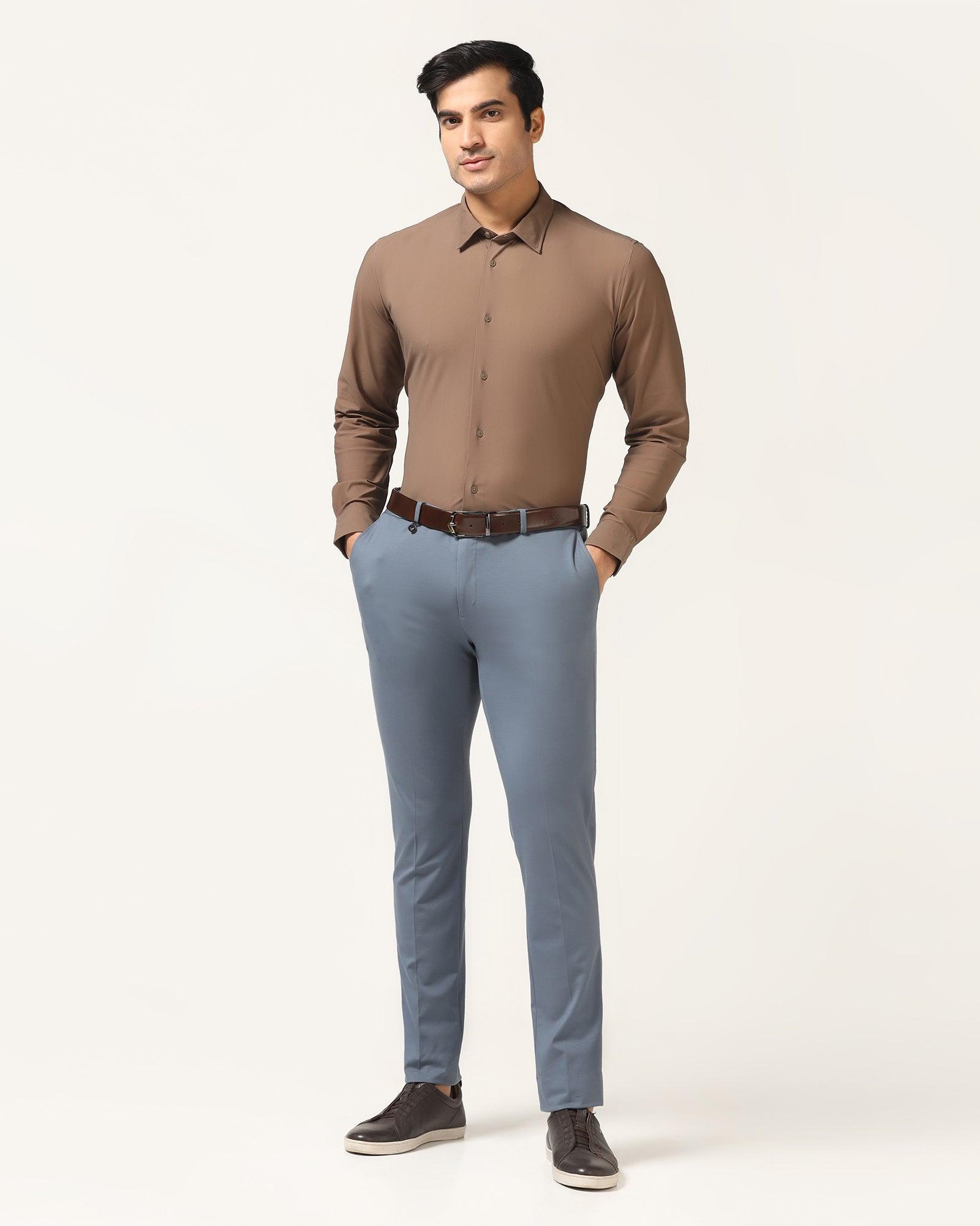 TechPro Formal Brown Textured Shirt - Mello - Blackberrys