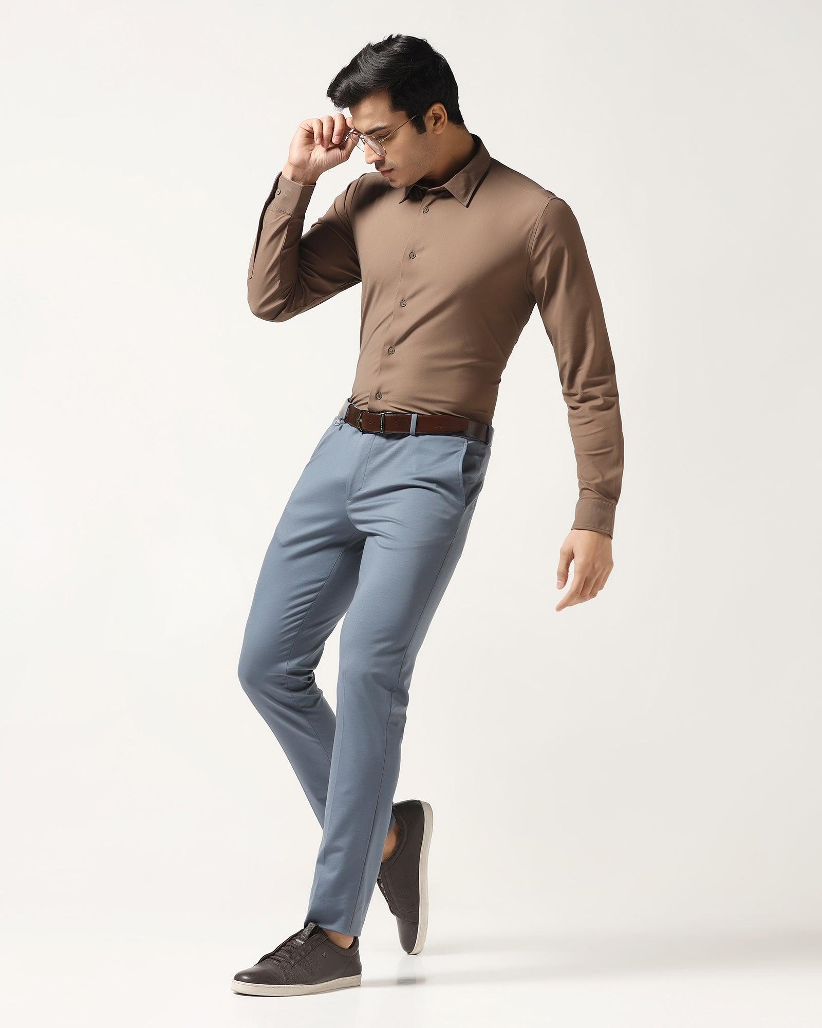 TechPro Formal Brown Textured Shirt - Mello - Blackberrys