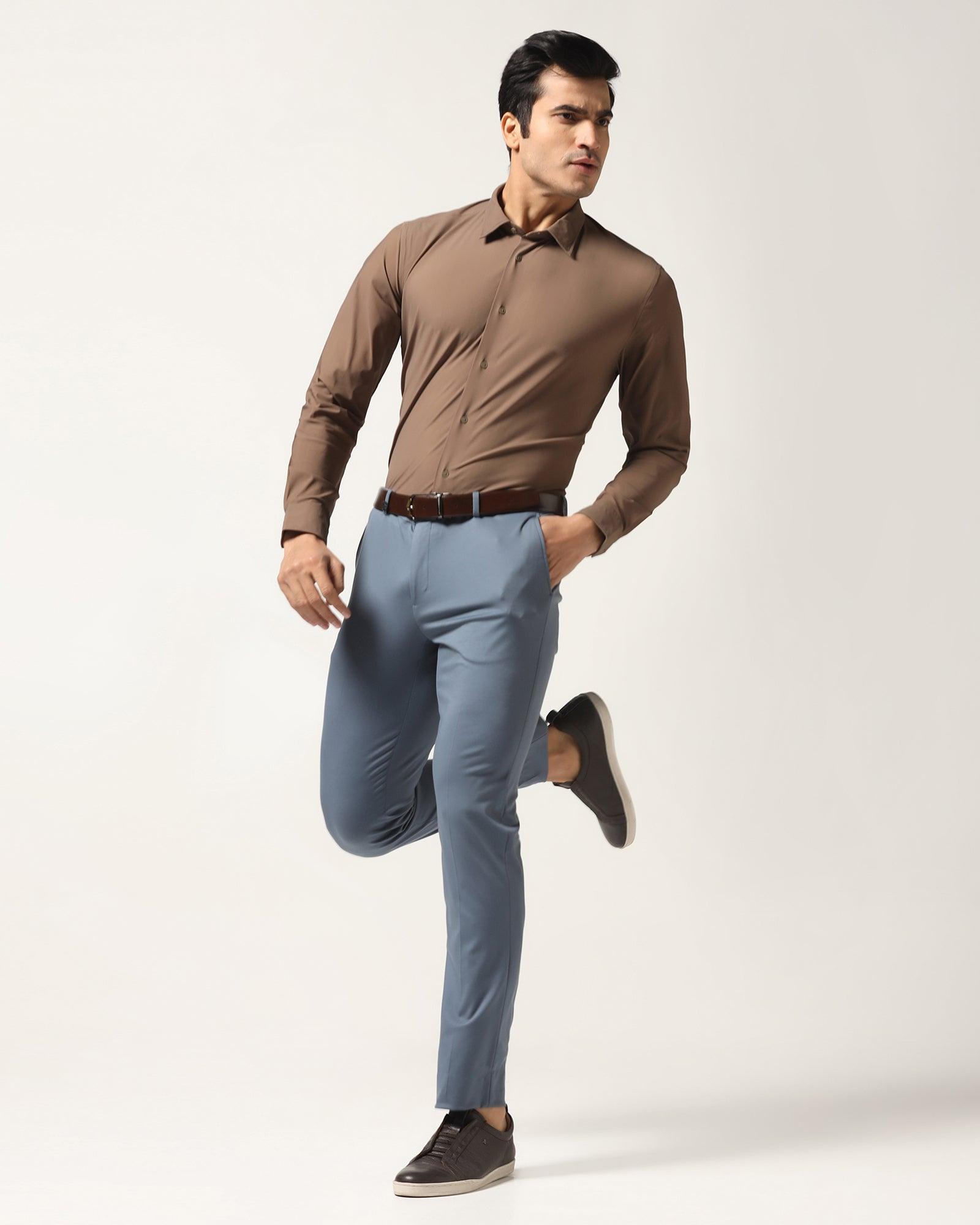 TechPro Formal Brown Textured Shirt - Mello - Blackberrys