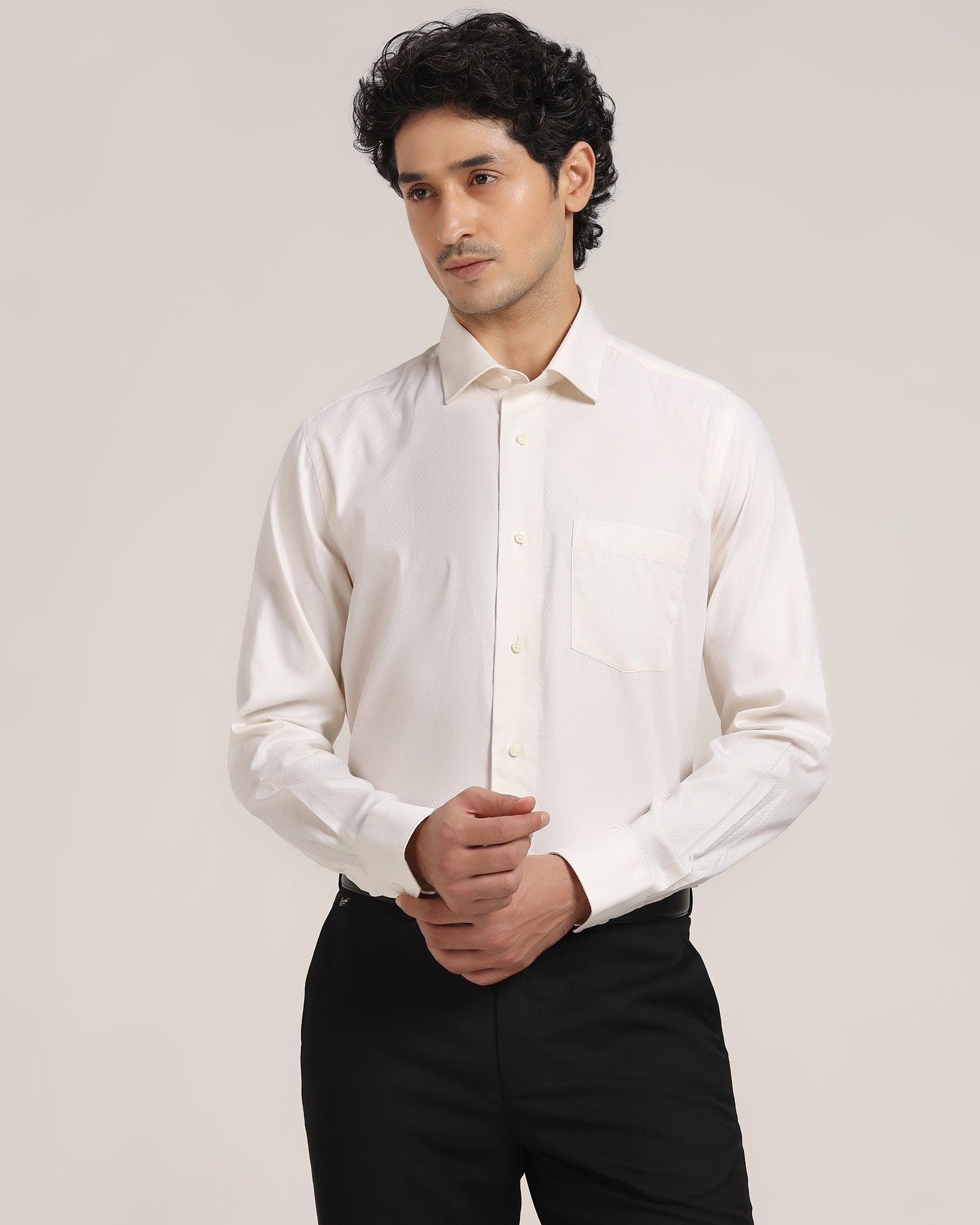 Formal Cream Textured Shirt - Clave