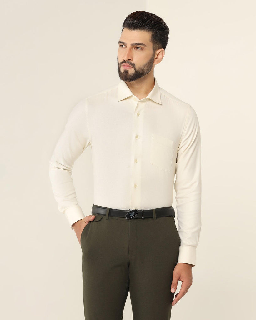 Formal Cream Textured Shirt - Quint