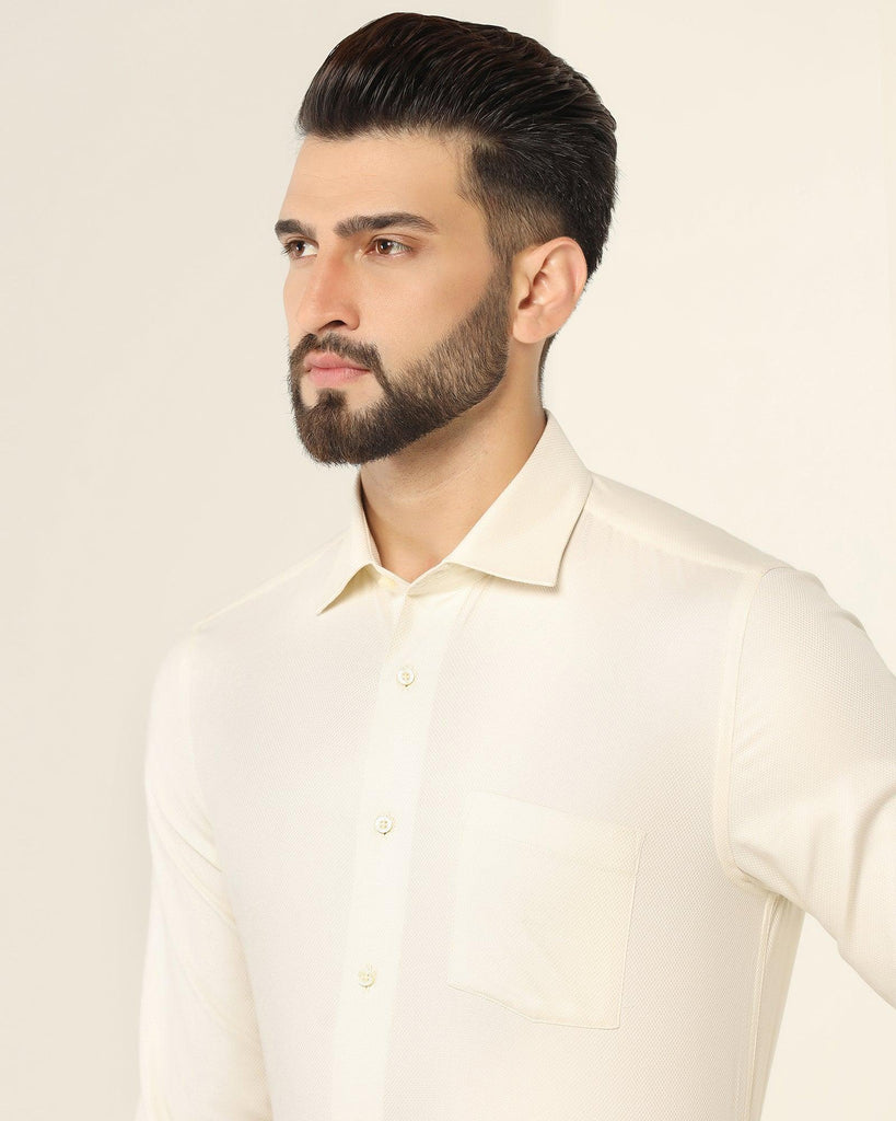 Formal Cream Textured Shirt - Quint