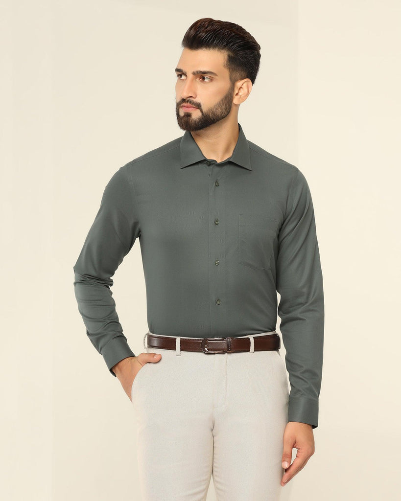 Non Iron Formal Green Textured Shirt - Dofon