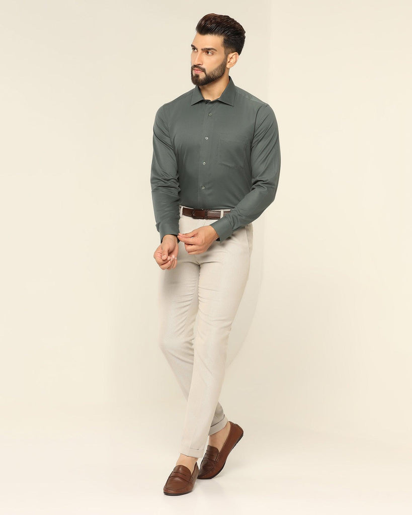 Non Iron Formal Green Textured Shirt - Dofon