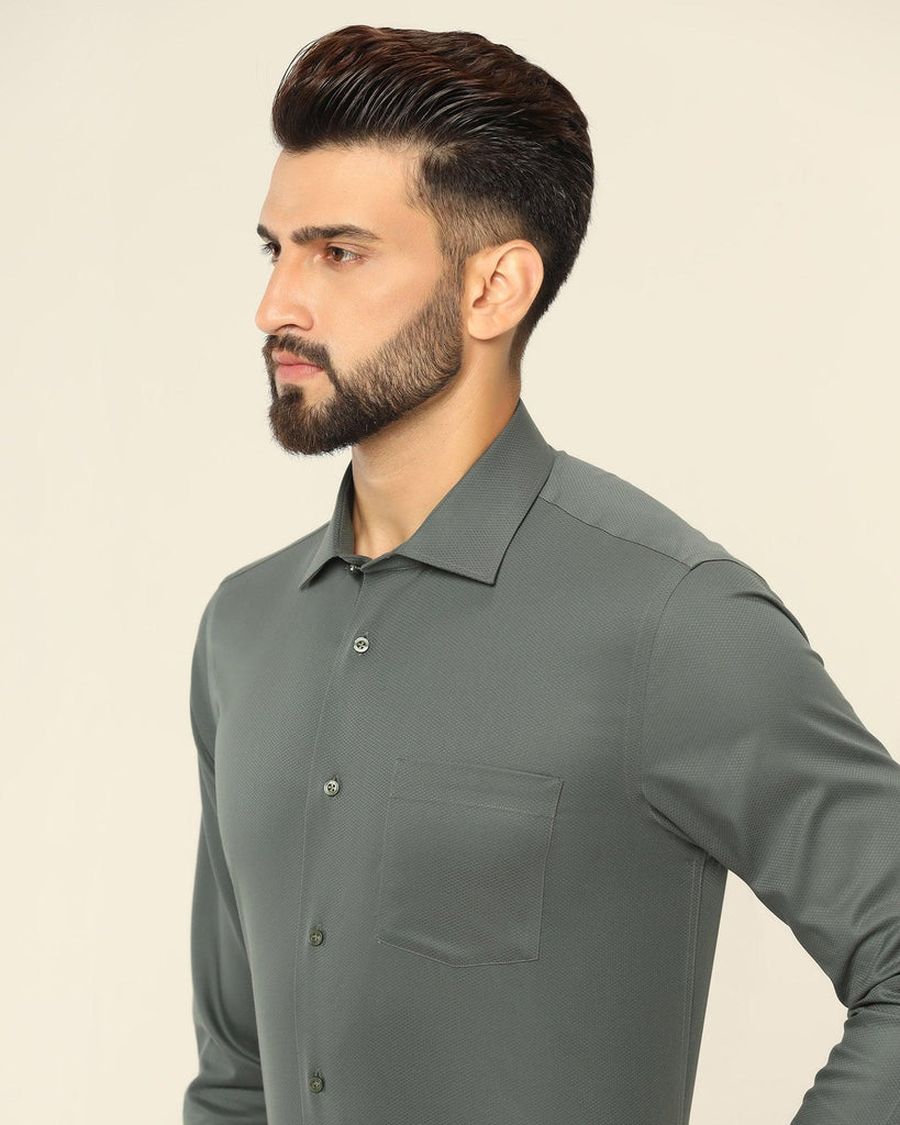 Non Iron Formal Green Textured Shirt - Dofon