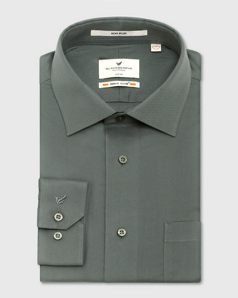 Non Iron Formal Green Textured Shirt - Dofon