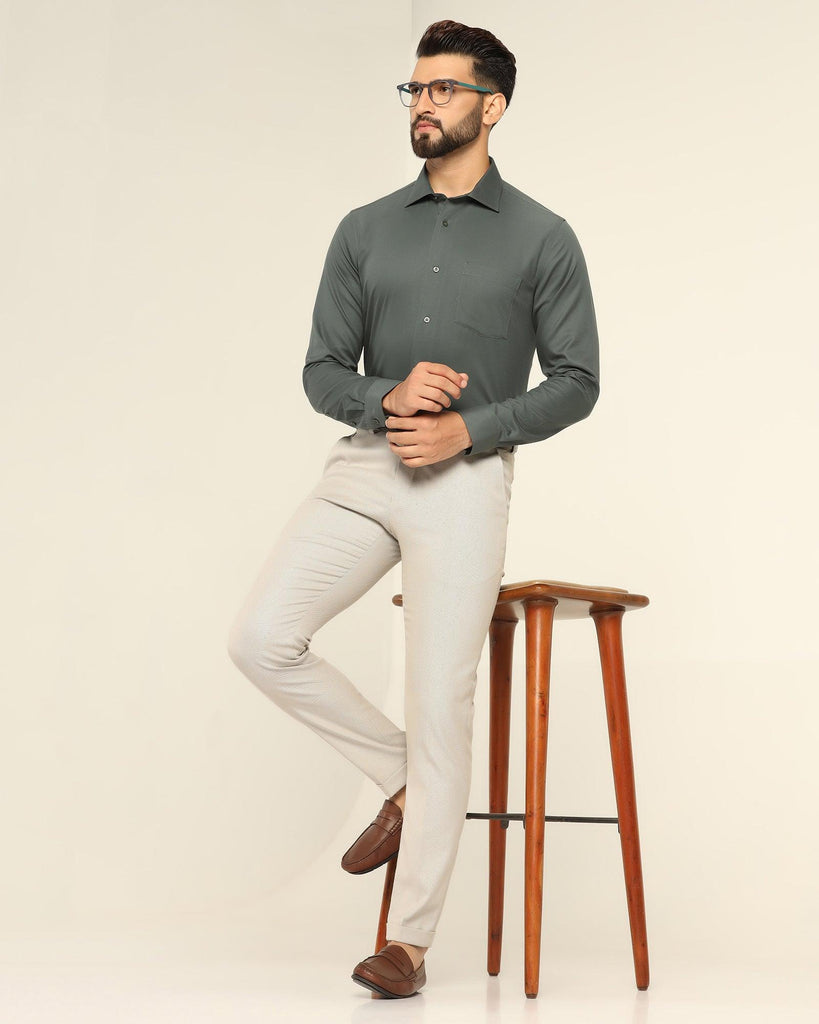 Non Iron Formal Green Textured Shirt - Dofon