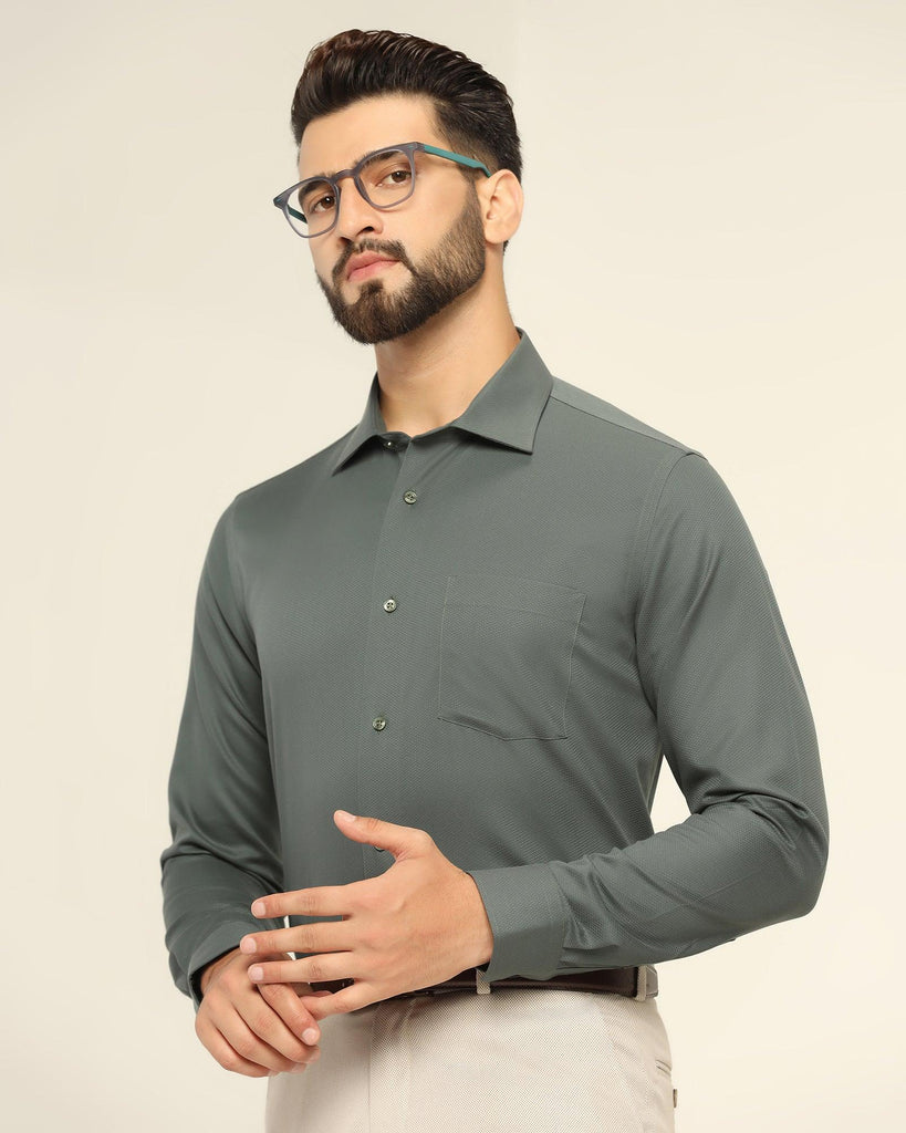 Non Iron Formal Green Textured Shirt - Dofon