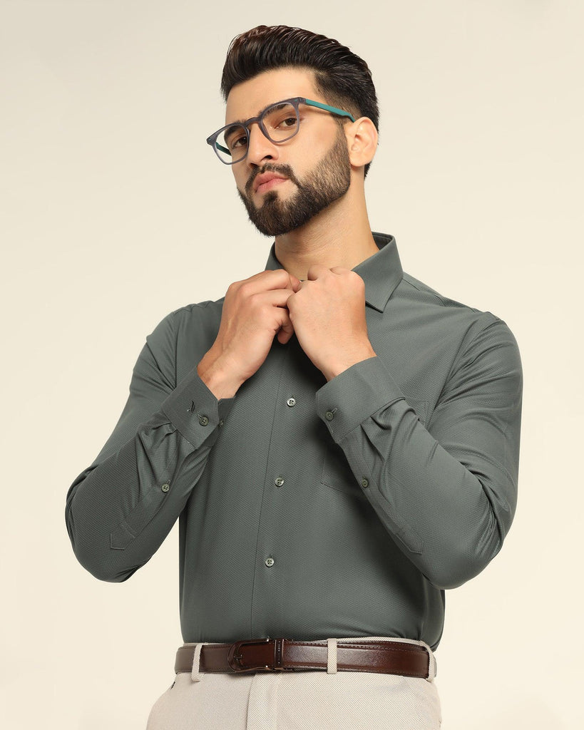 Non Iron Formal Green Textured Shirt - Dofon