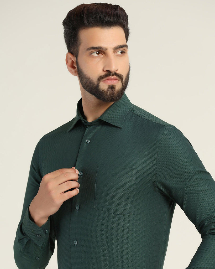 Formal Green Textured Shirt - Dollar