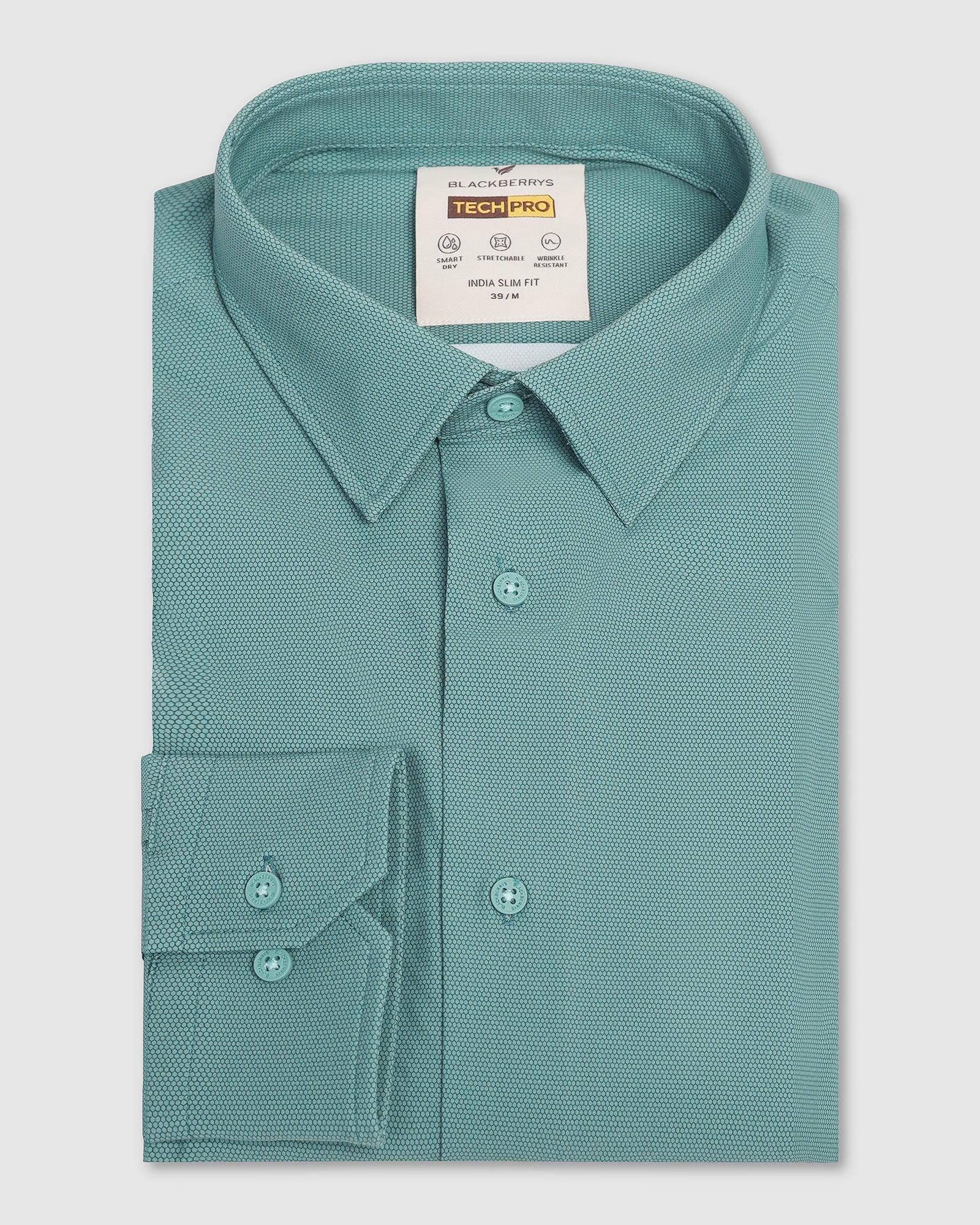 TechPro Formal Green Solid Shirt - Ryuk - Blackberrys