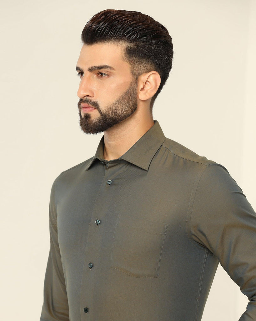 Formal Green Textured Shirt - Setal