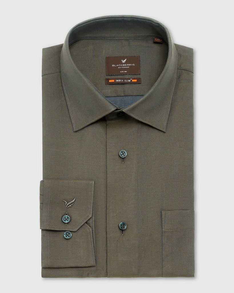 Formal Green Textured Shirt - Setal