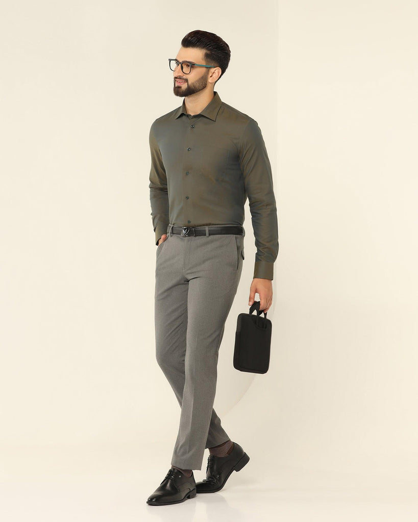 Formal Green Textured Shirt - Setal