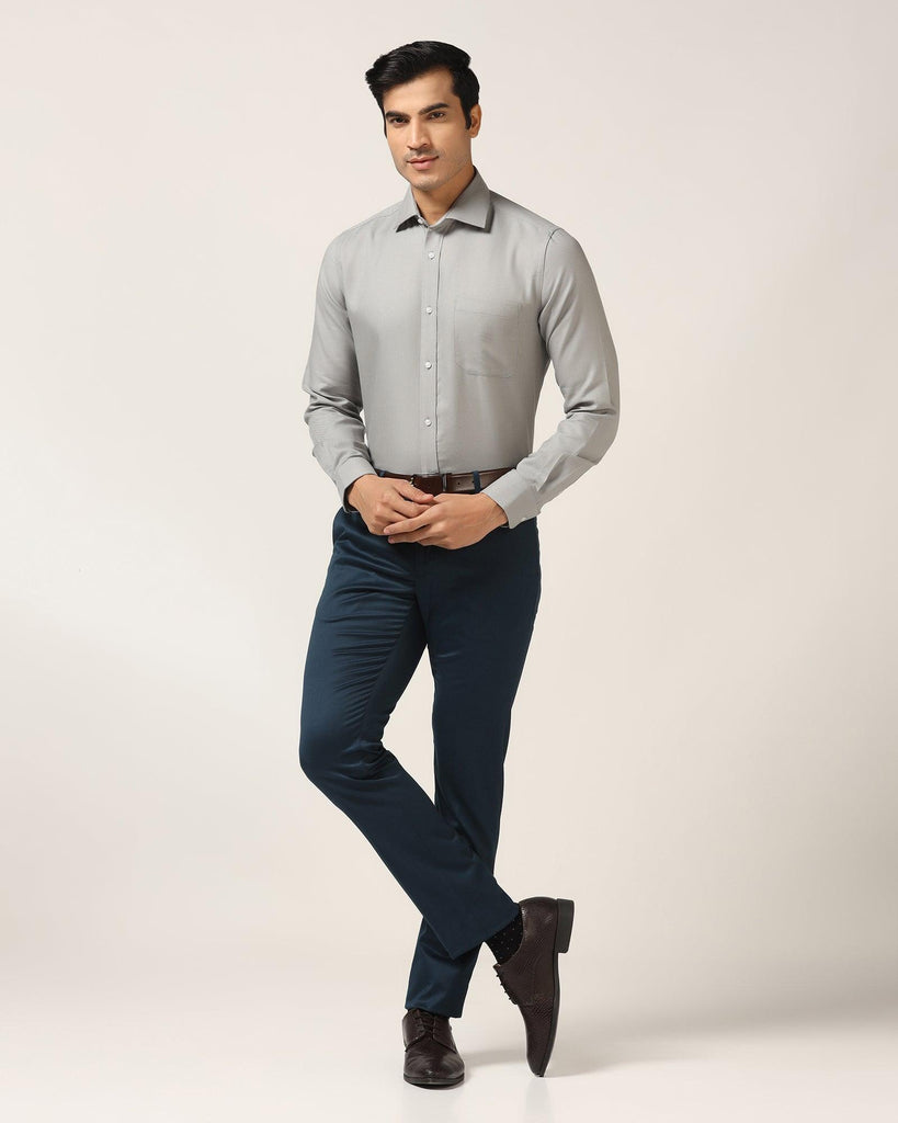 Formal Grey Textured Shirt - Cran