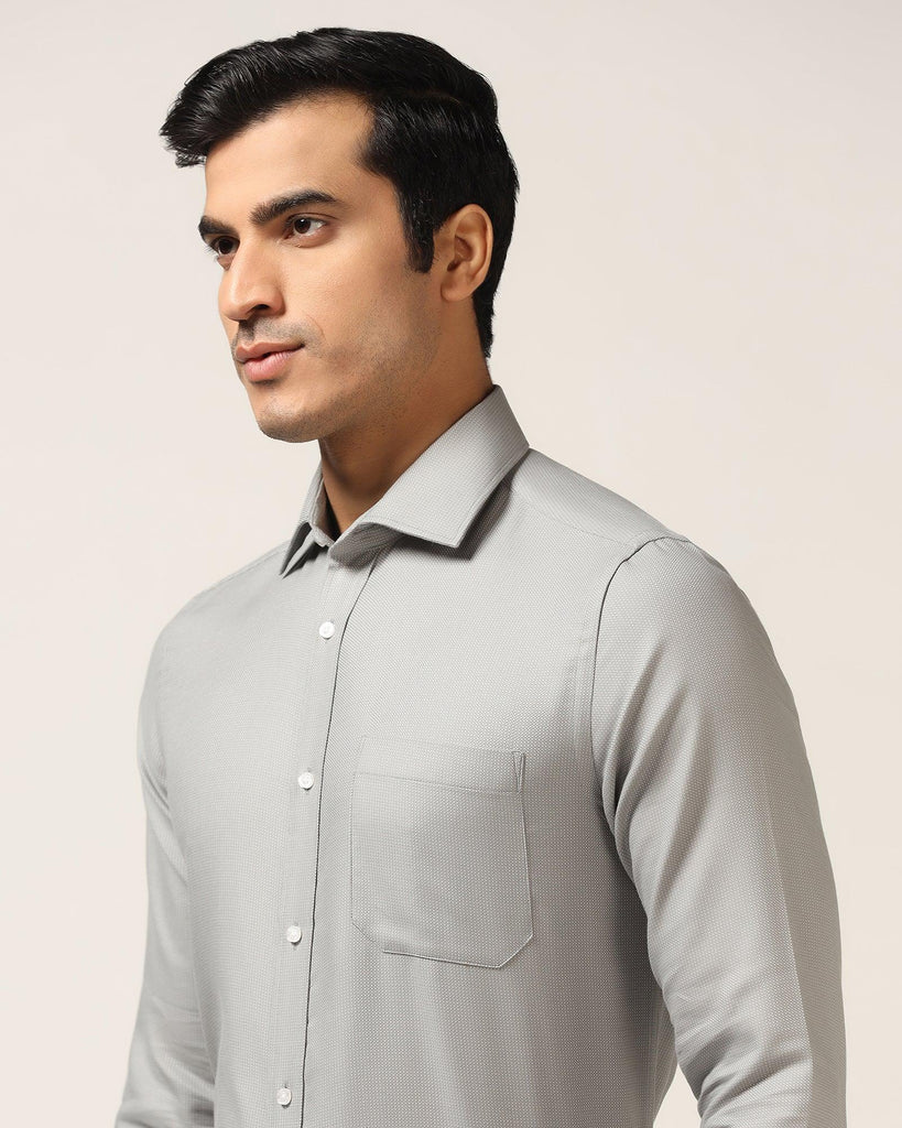 Formal Grey Textured Shirt - Cran