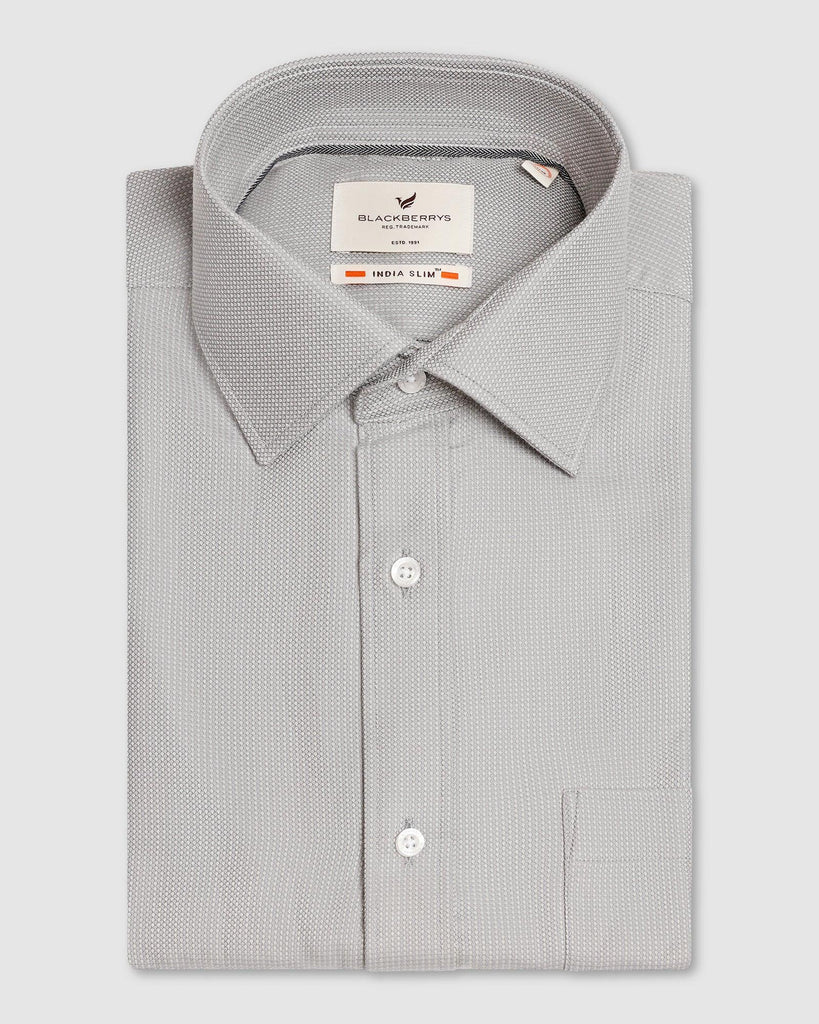 Formal Grey Textured Shirt - Cran