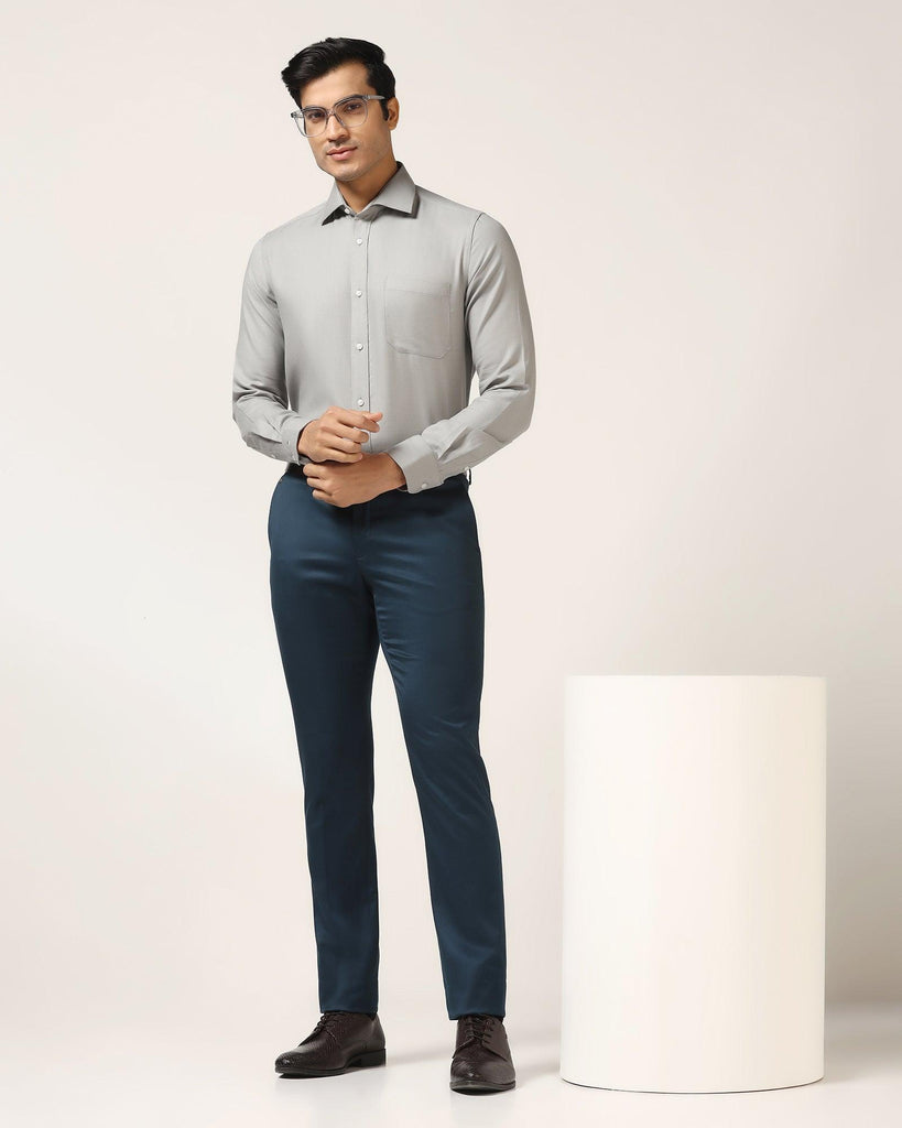 Formal Grey Textured Shirt - Cran