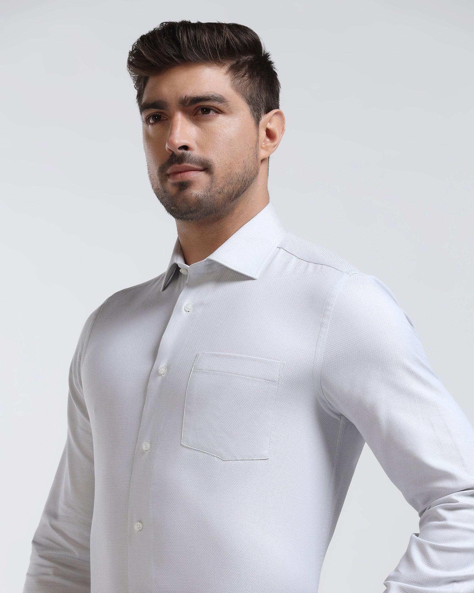 Formal Grey Textured Shirt - Mater - Blackberrys