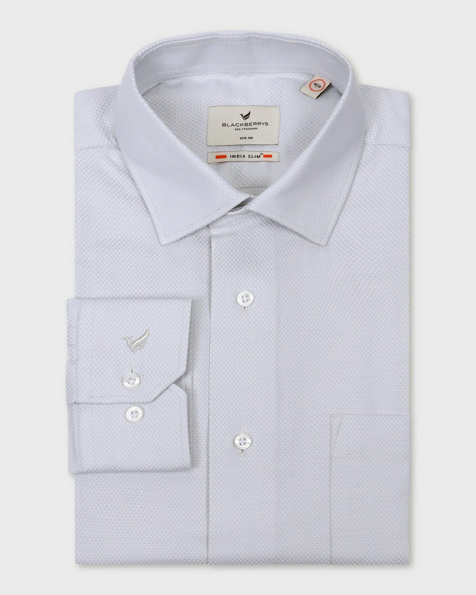 Formal Grey Textured Shirt - Mater - Blackberrys