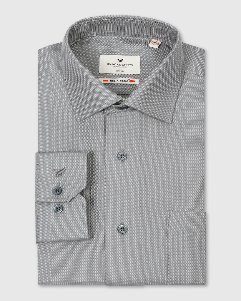 Formal Grey Textured Shirt - Stran