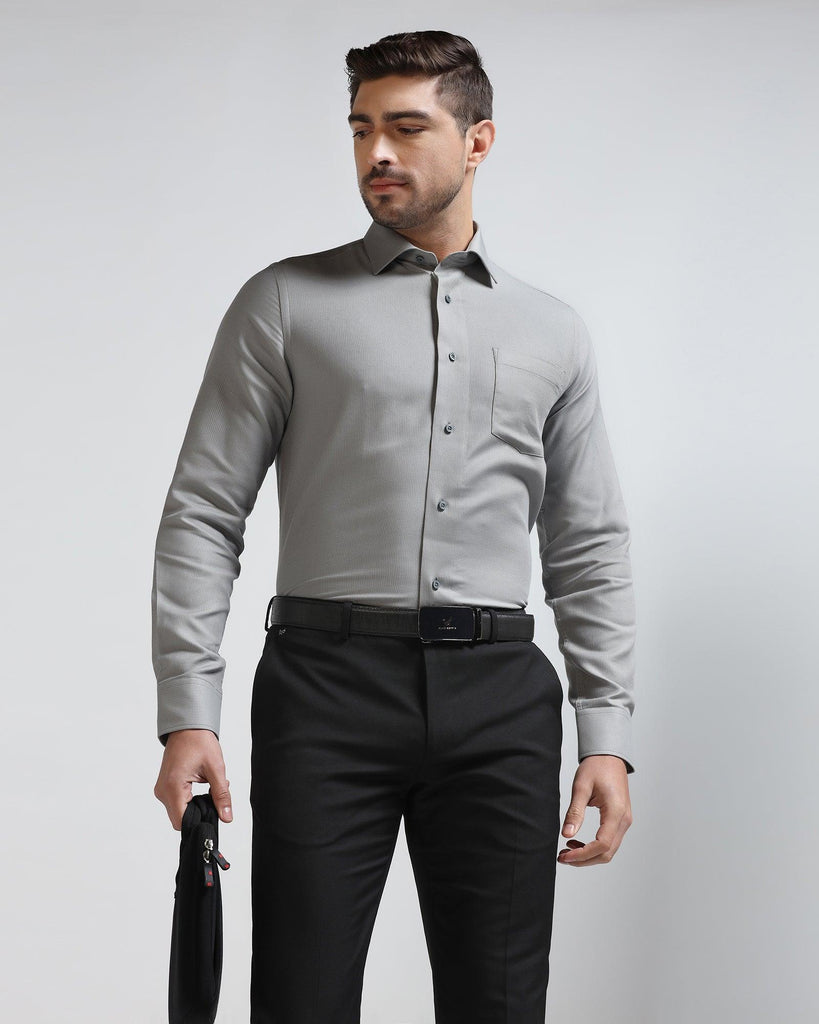 Formal Grey Textured Shirt - Stran