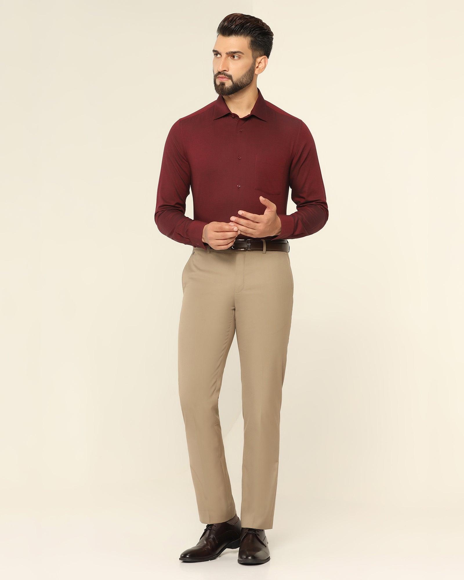 Formal Maroon Textured Shirt - Setal