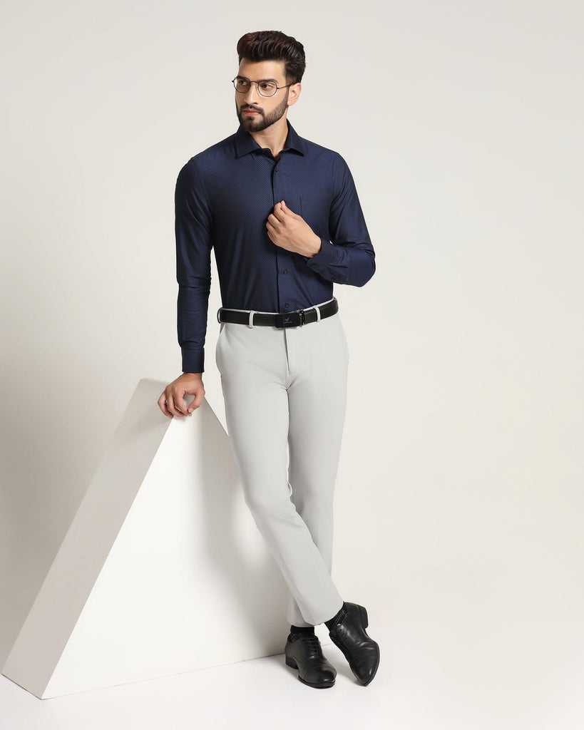 Formal Navy Textured Shirt - Dunken