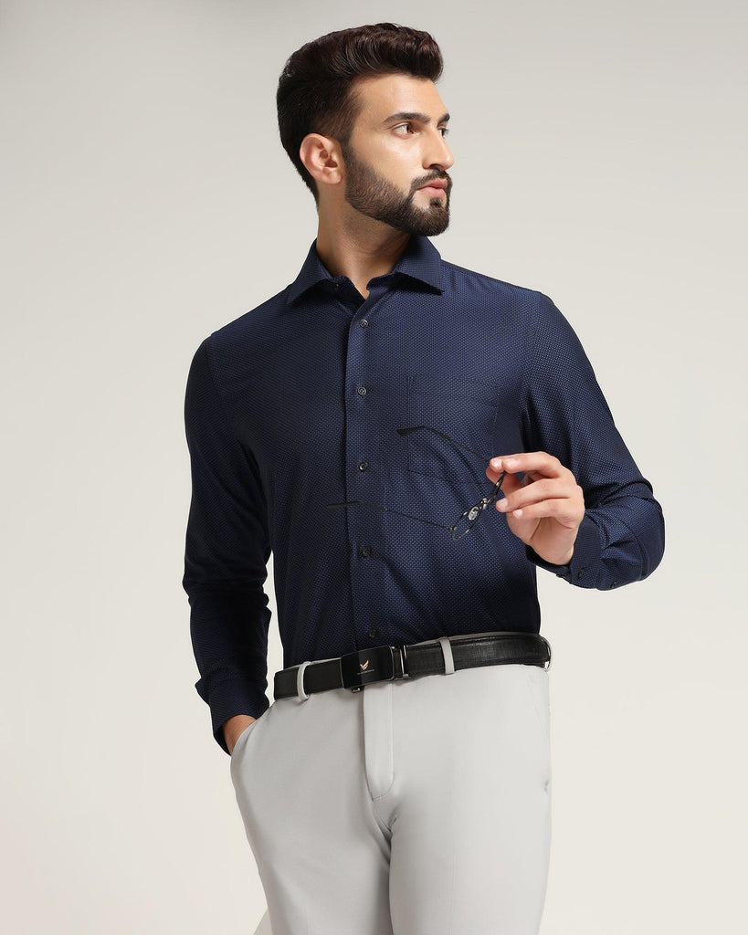 Formal Navy Textured Shirt - Dunken