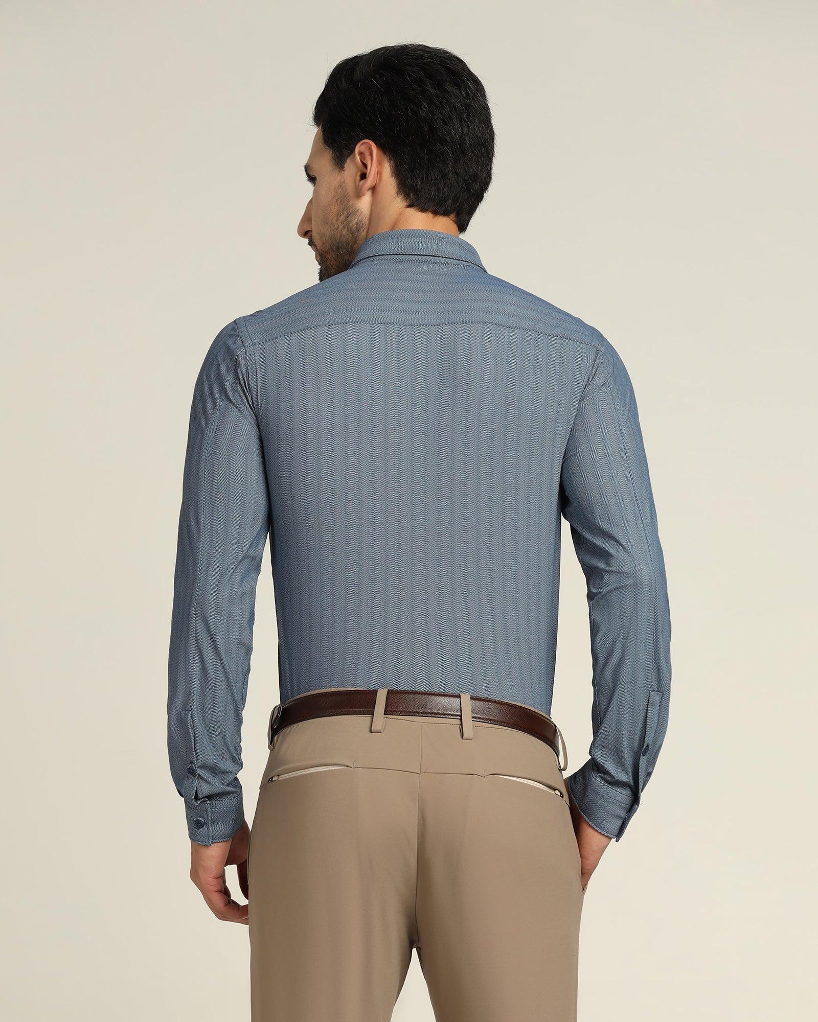 TechPro Textured Formal Shirt In Navy (Elliot) - Blackberrys