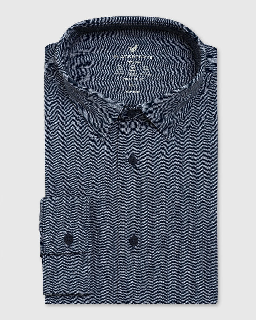 TechPro Formal Navy Textured Shirt - Elliot