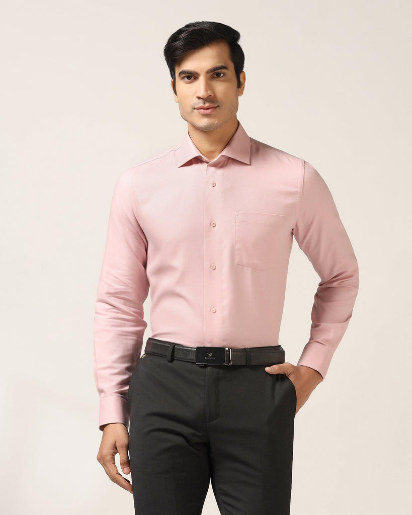 Formal Peach Textured Shirt - Stran