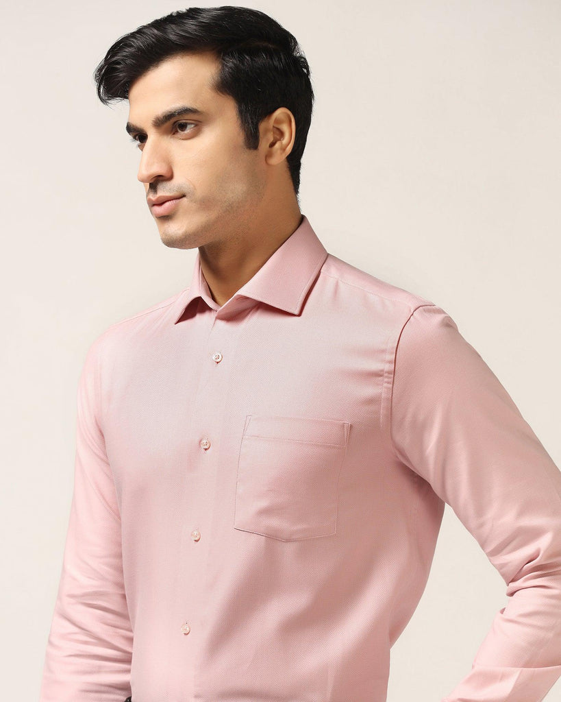 Formal Peach Textured Shirt - Stran