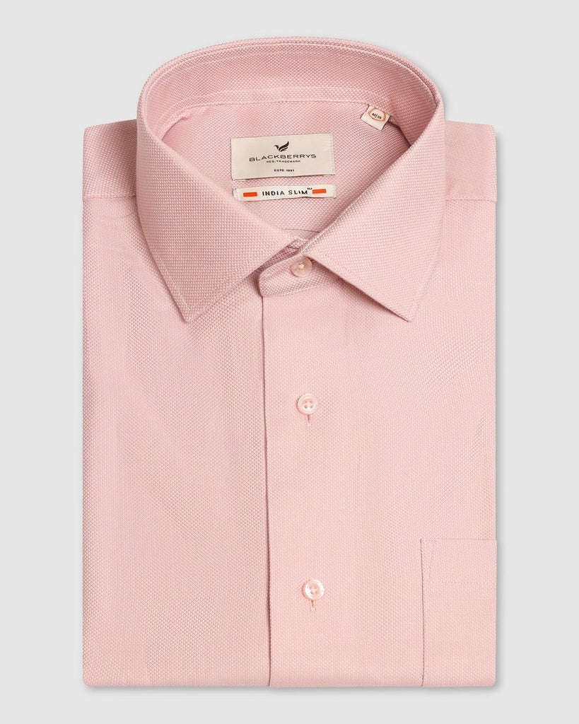 Formal Peach Textured Shirt - Stran