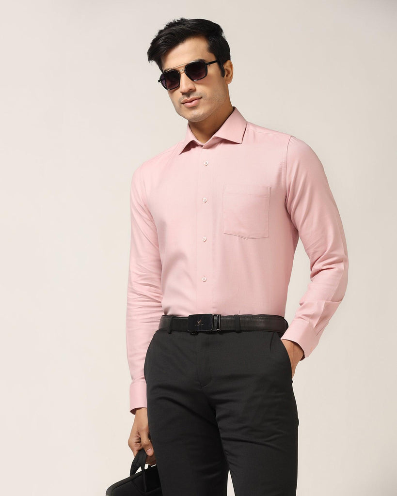 Formal Peach Textured Shirt - Stran