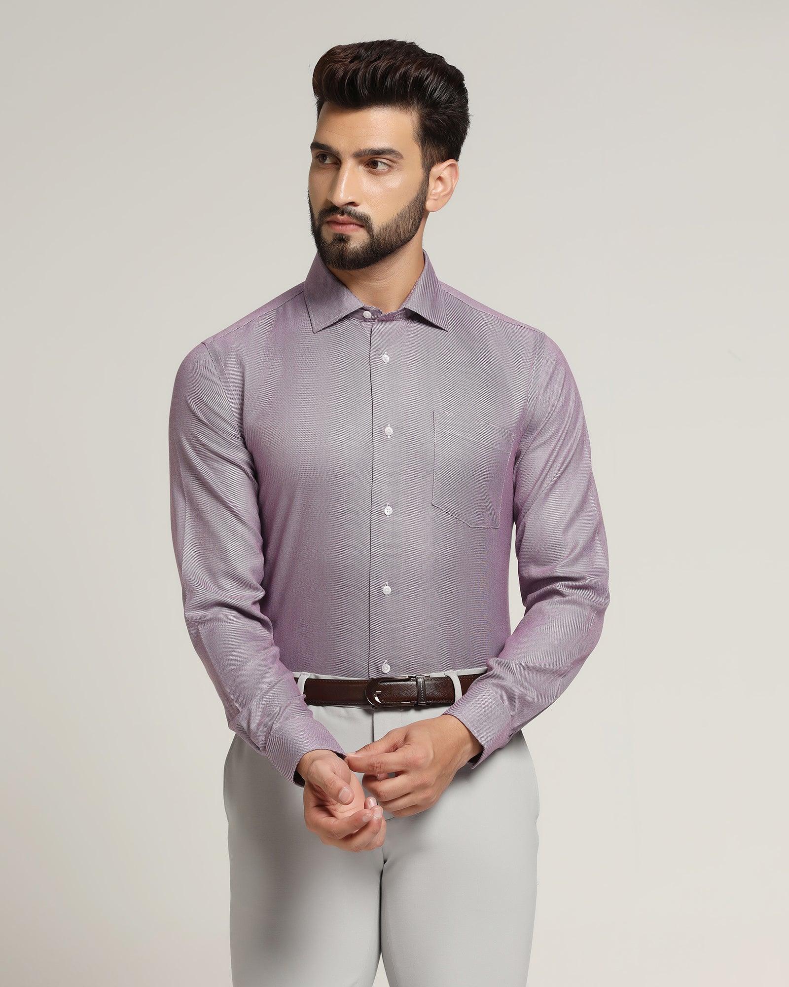 Non Iron Formal Purple Textured Shirt - Simson