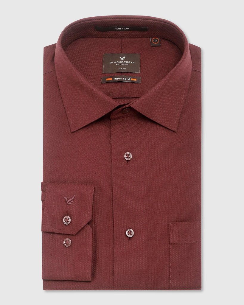 Non Iron Formal Red Textured Shirt - Dofon