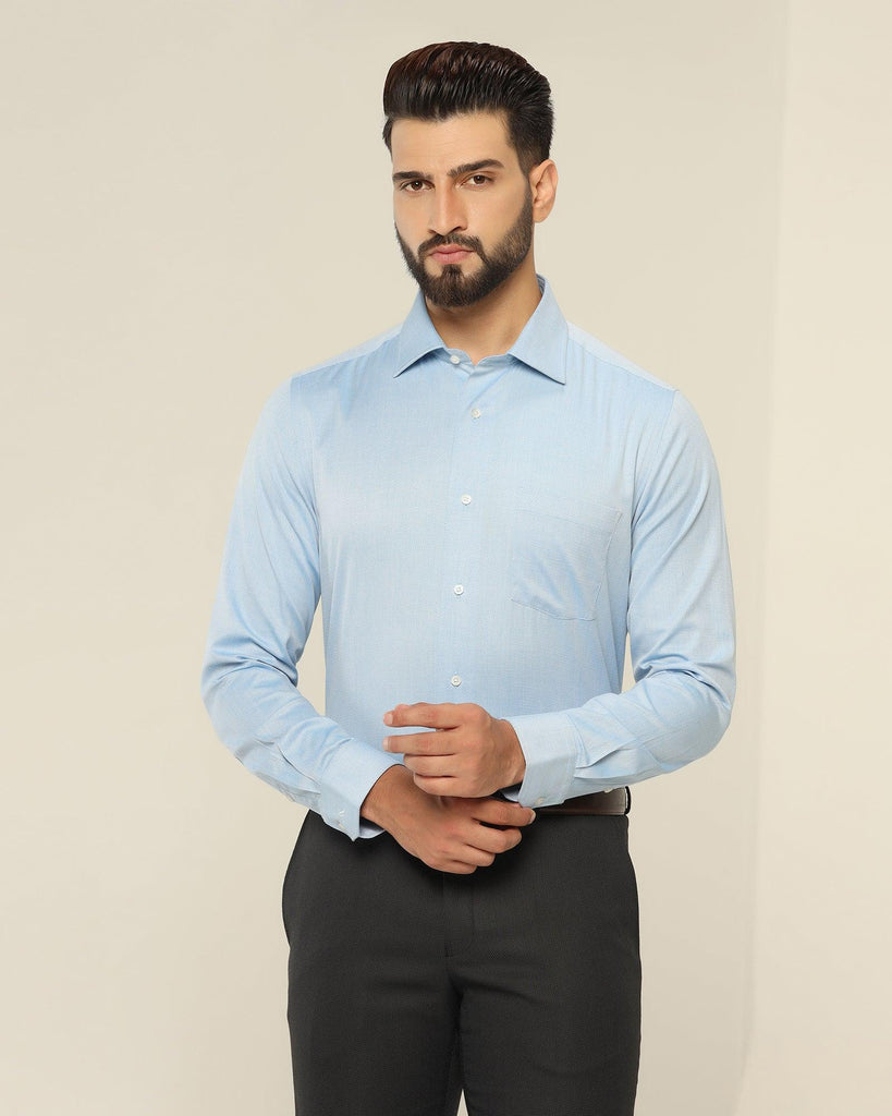 Temp Tech Formal Sky Blue Textured Shirt - Pound