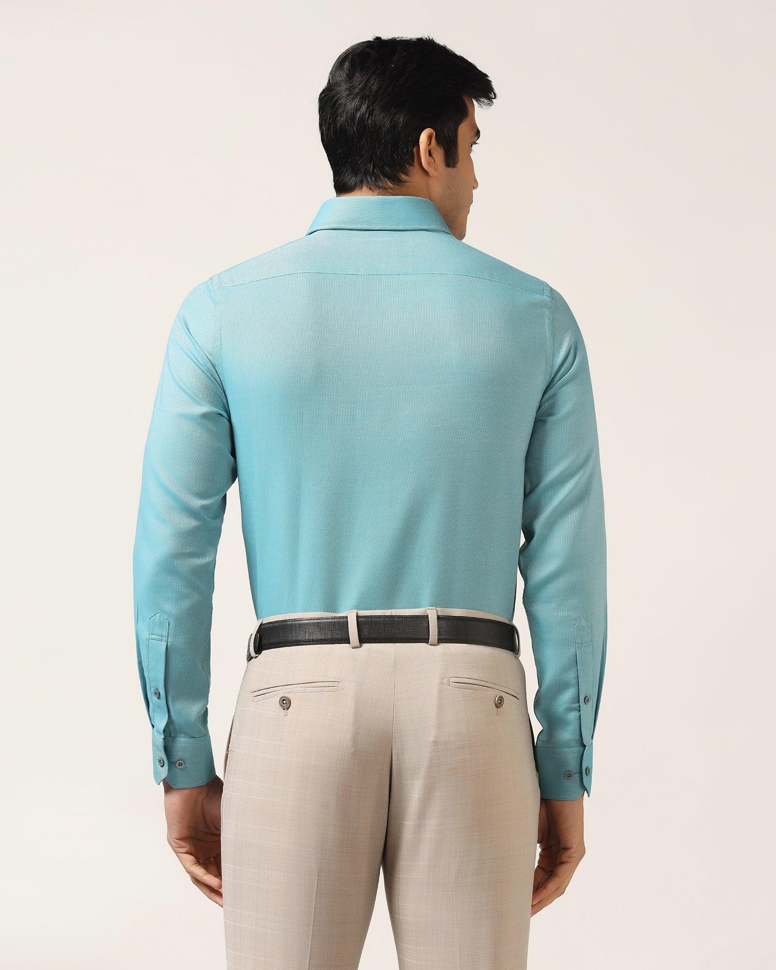 Formal Teal Textured Shirt - Cran - Blackberrys