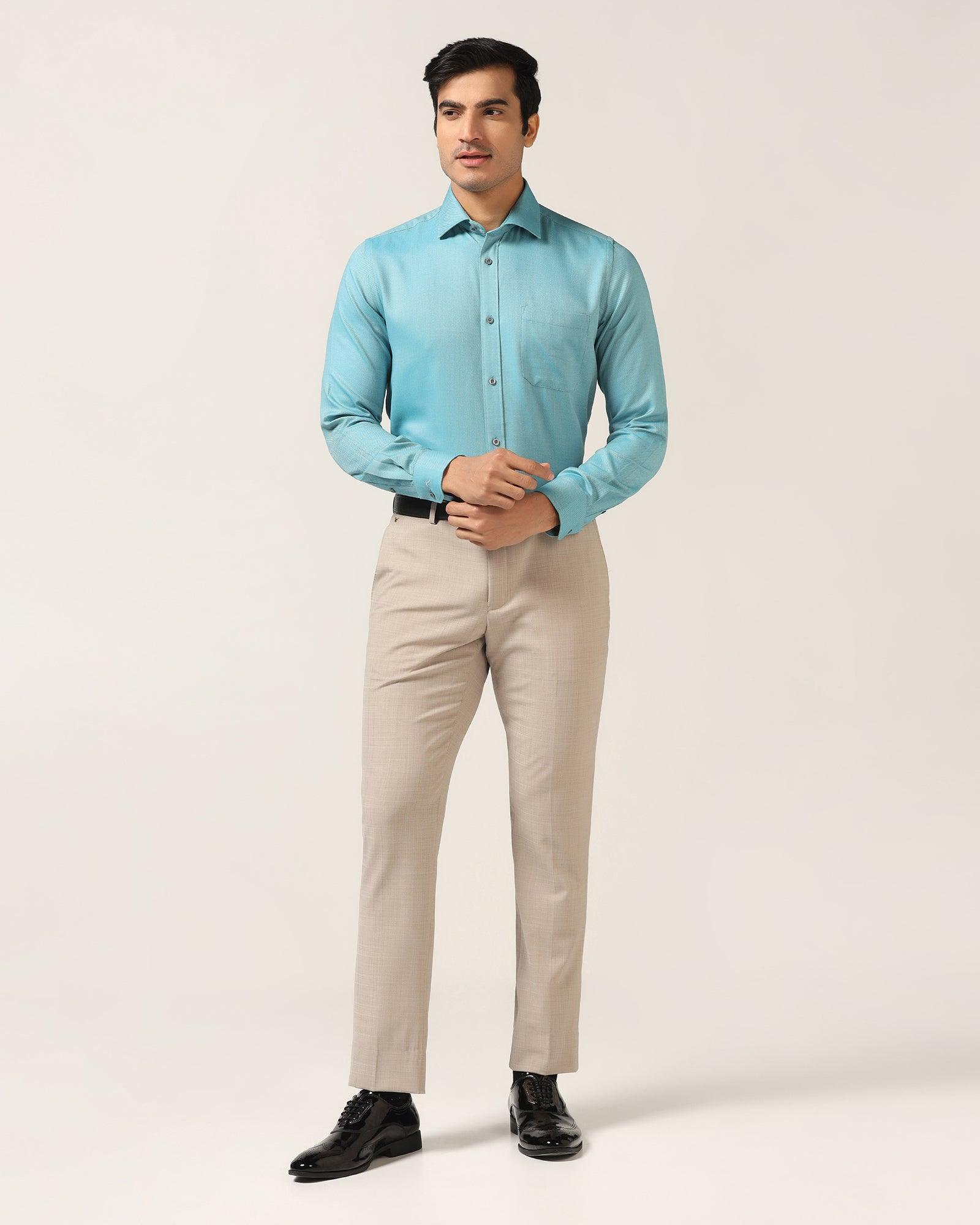 Formal Teal Textured Shirt - Cran - Blackberrys