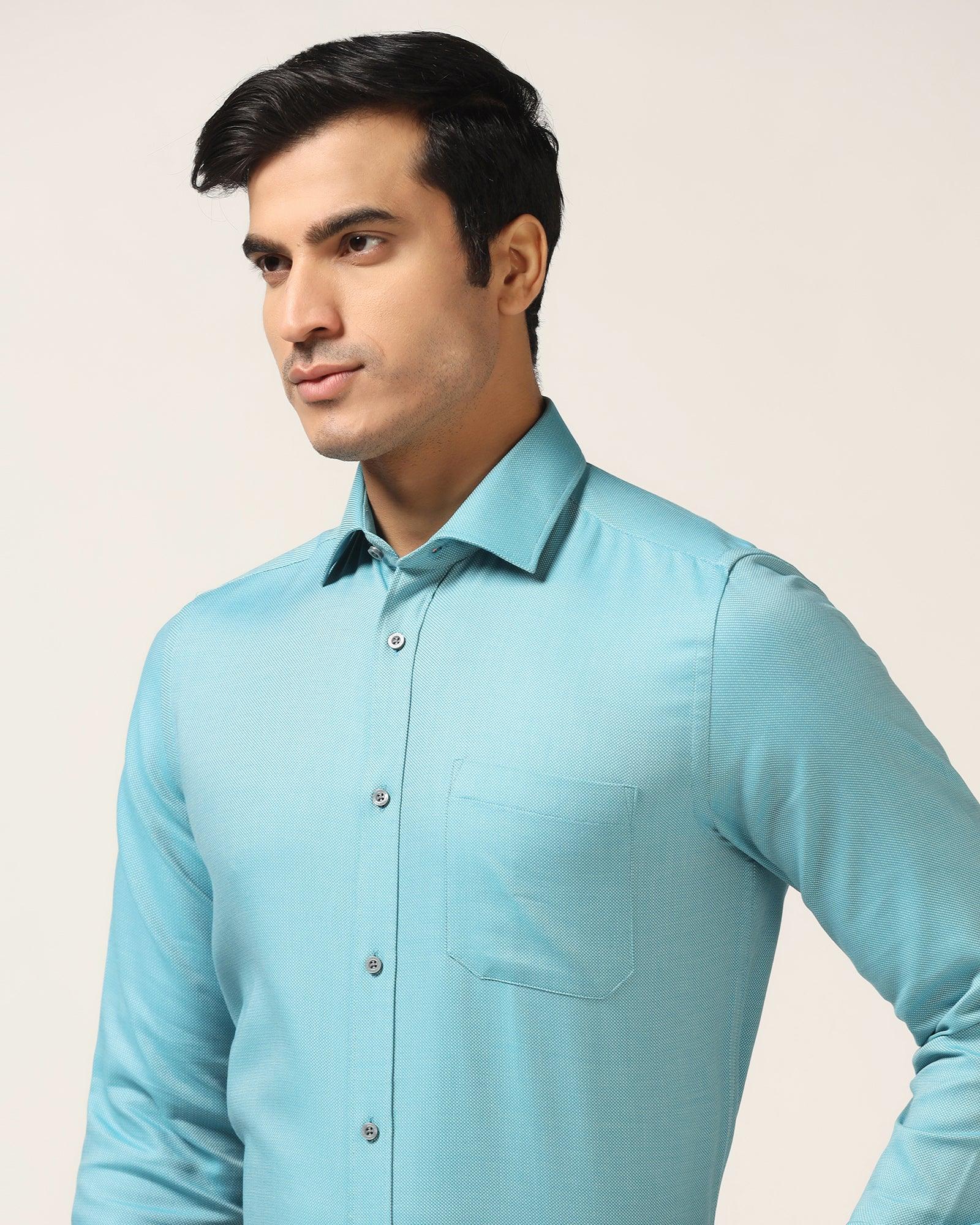 Formal Teal Textured Shirt - Cran - Blackberrys