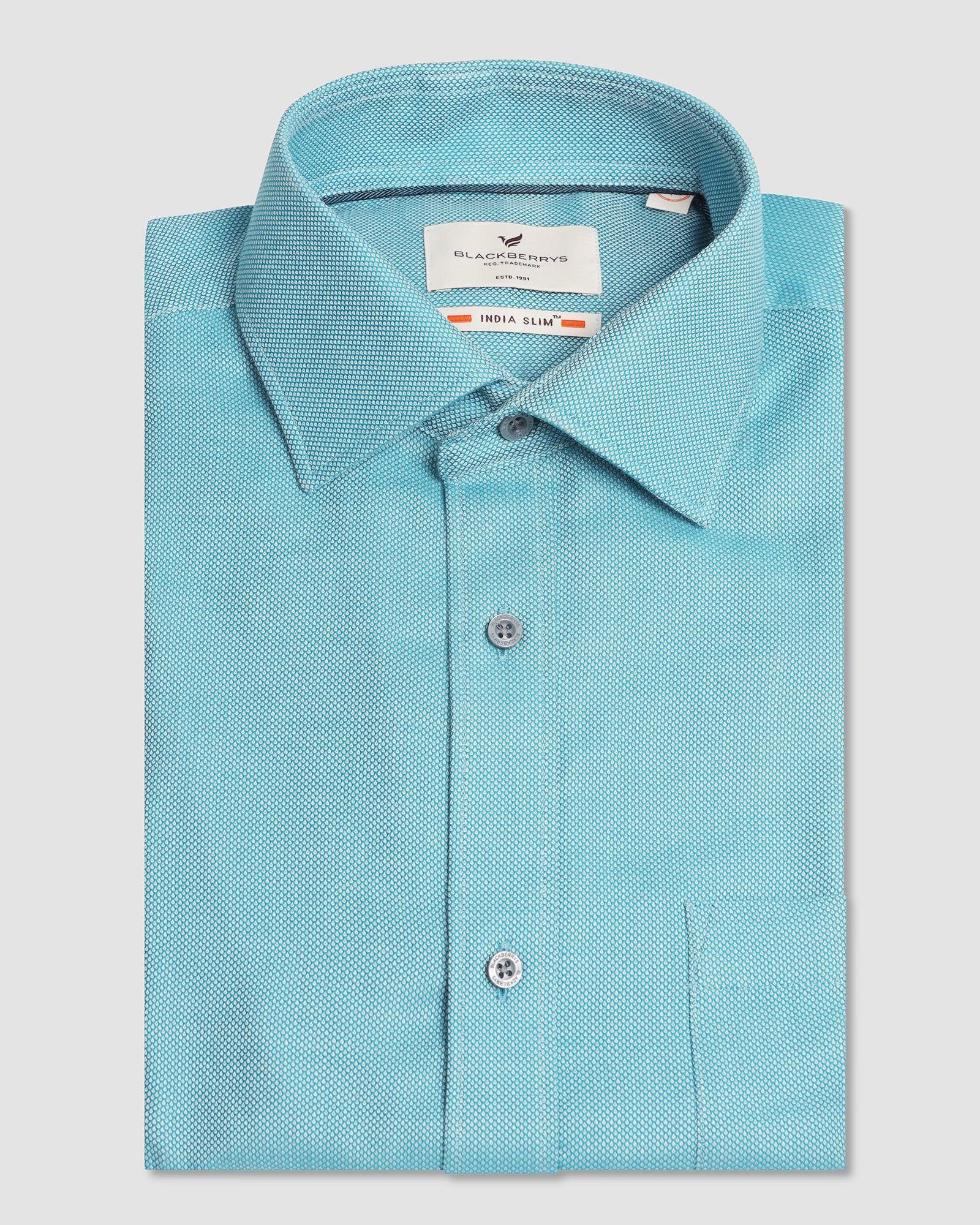 Formal Teal Textured Shirt - Cran - Blackberrys