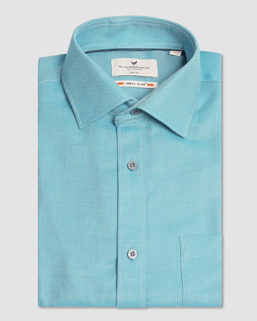 Formal Teal Textured Shirt - Cran