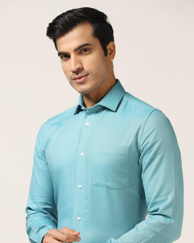 Formal Teal Textured Shirt - Stran